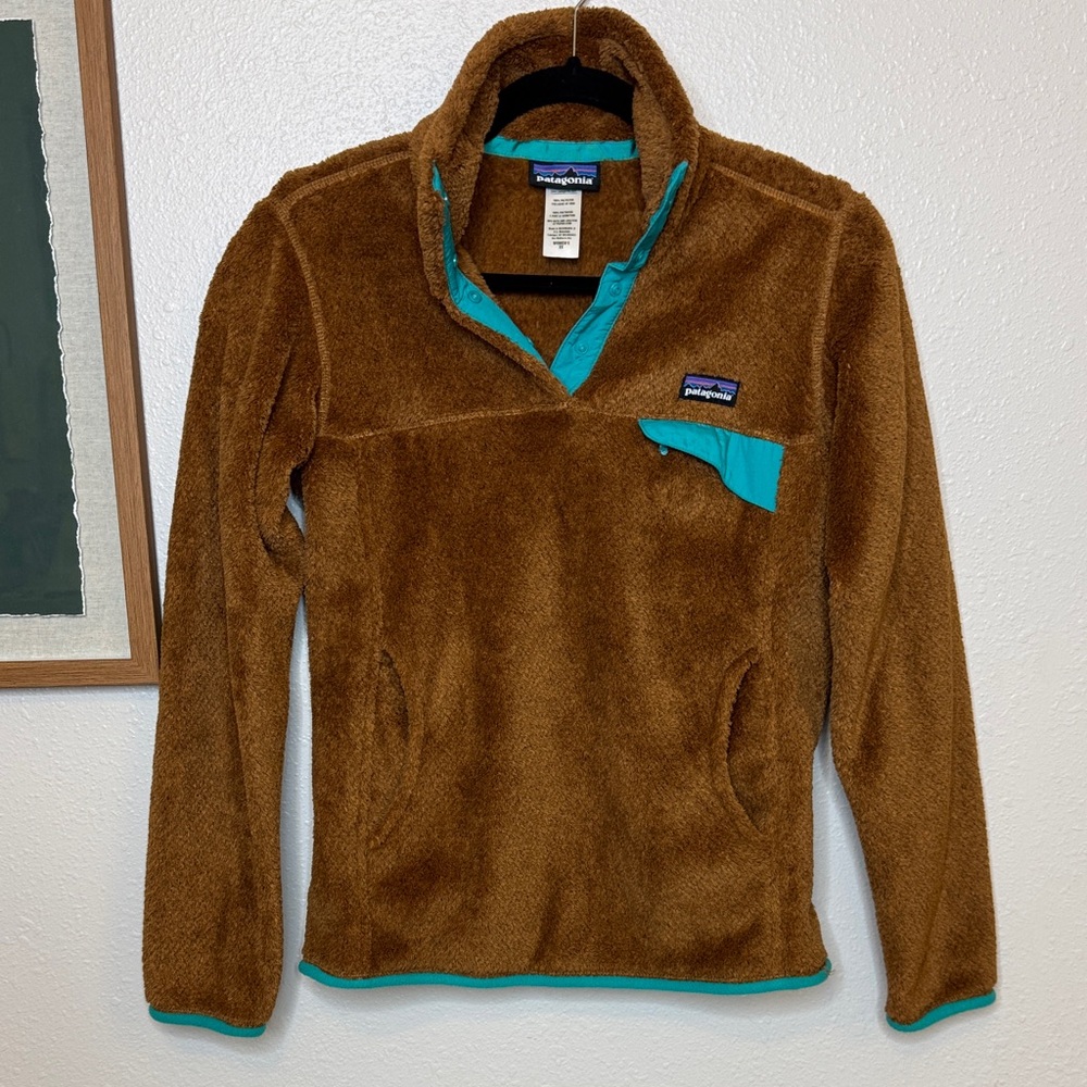Patagonia Synchilla Fleece Pullover XS Brown‎ Teal Snap-T Style - Picture 2 of 12